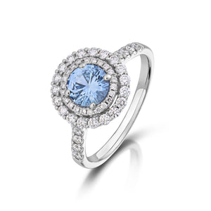 0.98 Carat Sapphire and Diamond Double Halo Ring