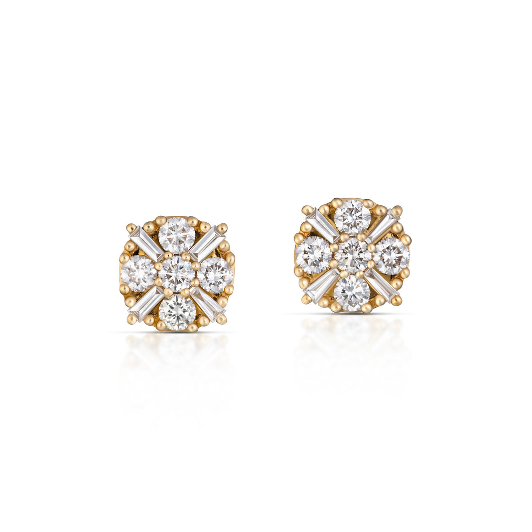 1.06 Carat Diamond Cluster Stud Earrings