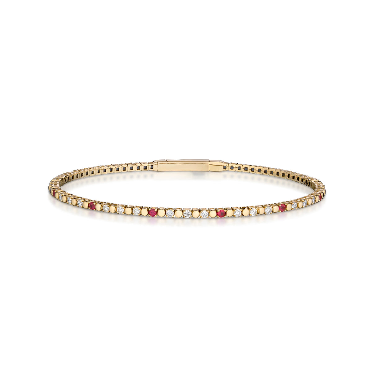 0.72 Carat Diamond and Ruby Bangle Bracelet
