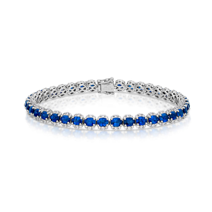 8.12 Carat Blue Sapphire and Diamond Bracelet