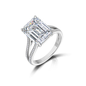 6.37 Carat Emerald Cut Diamond Ring