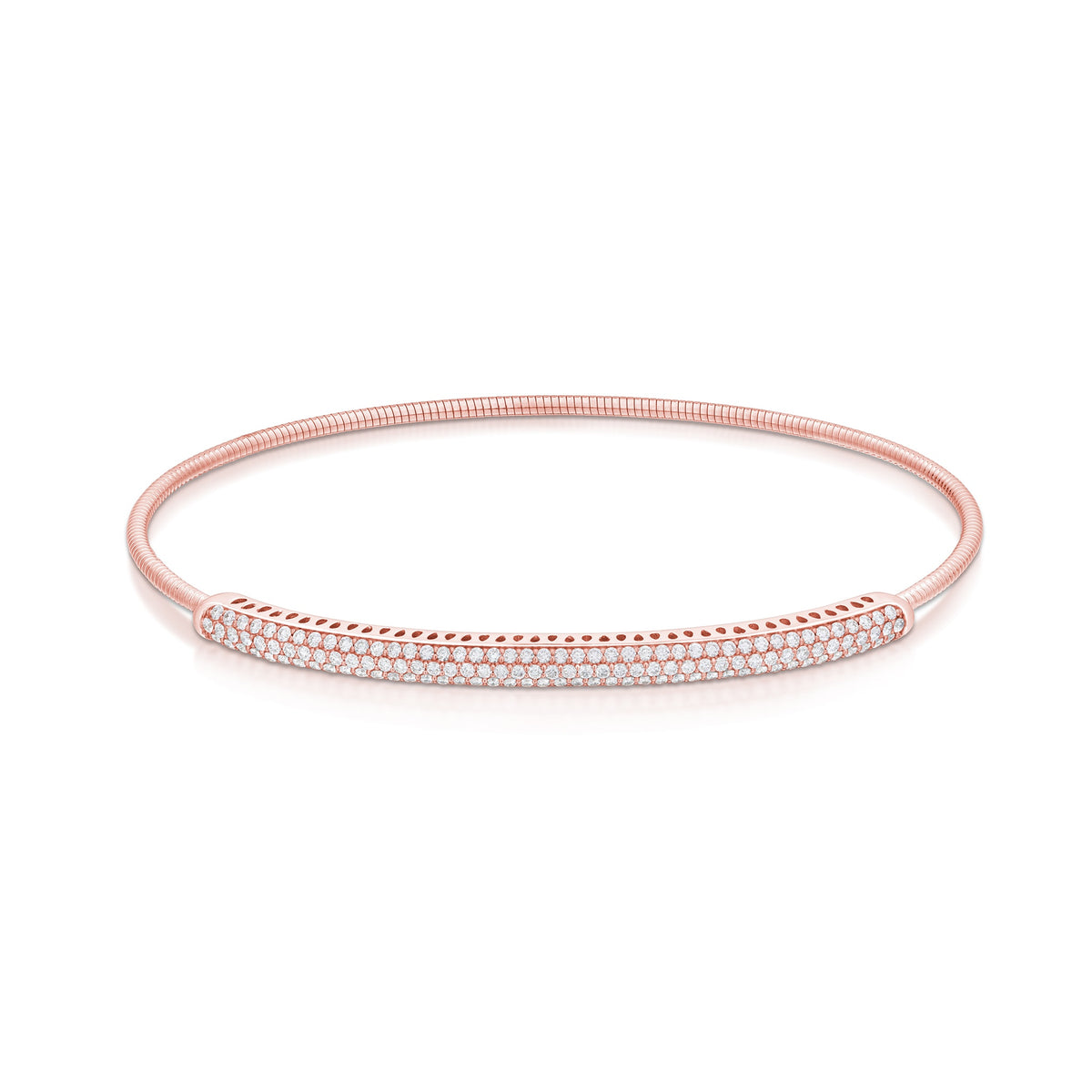 BestGoldShop 14K Rose Pink Gold Clad Stainless Steel Bangle Bracelet – Shiny Round Band, QVC Style