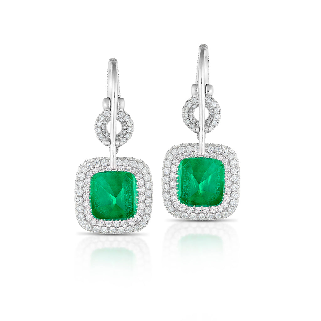 Emerald halo earrings online
