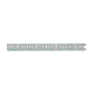 25.95 Carat Art Deco Diamond and Emerald Bracelet