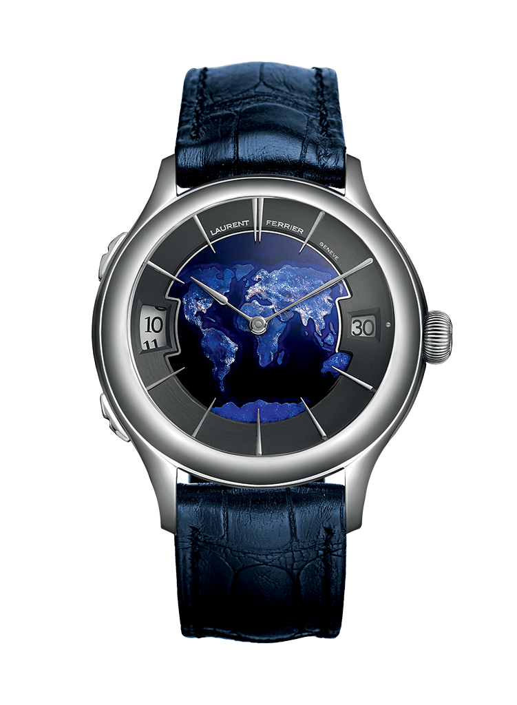 Laurent Ferrier Classic Traveller Night Blue Globe White Gold Watch