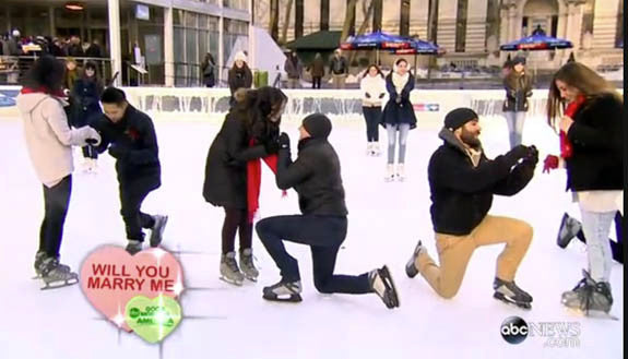 'Good Morning America' Sets Frosty Stage For Epic Surprise Marriage Proposal For 25 Couples