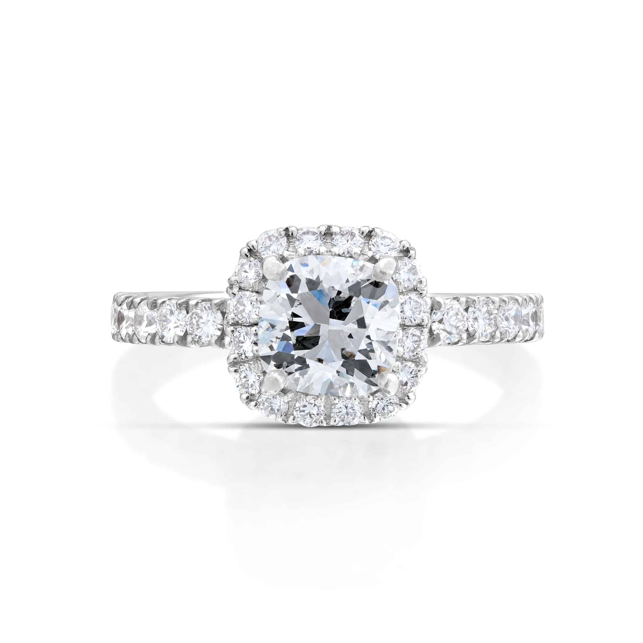 Carat Estate Cushion Cut Diamond Halo Ring