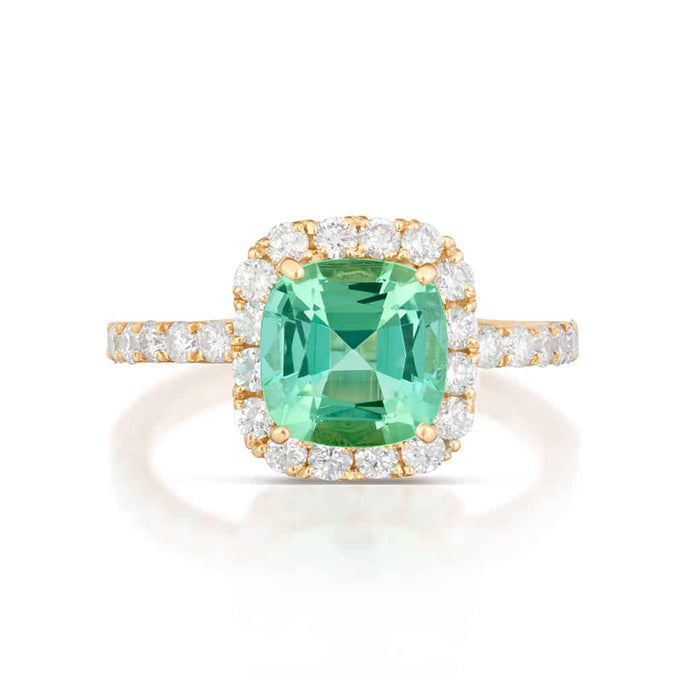 1.93 Carat Tourmaline and Diamond Halo Ring