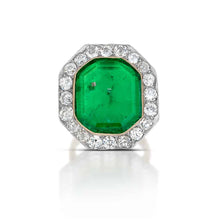 Antique 10.41 Carat Colombian Emerald and Diamond Ring