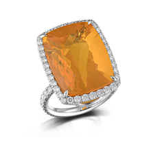 14.52 Carat Mexican Fire Opal Halo Ring