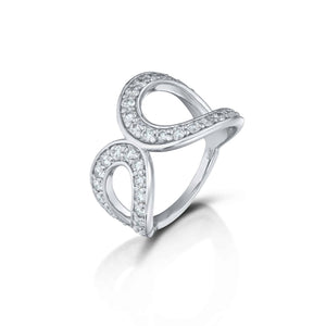 White Gold Double Loop Fashion Ring
