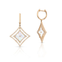 1.84 Carat Mother of Pearl and Diamond Dangle Earrings