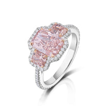 2.00 Carat Pink Diamond Three Stone Halo Ring