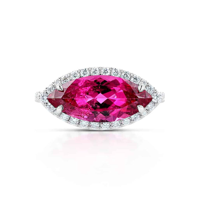 2.79 Carat Rubellite Tourmaline and Diamond Ring