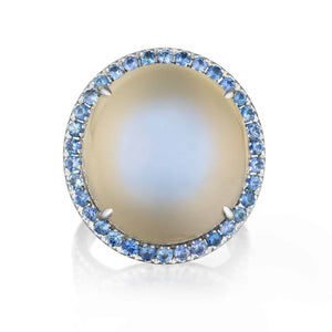38.95 Carat Moonstone and Sapphire Ring
