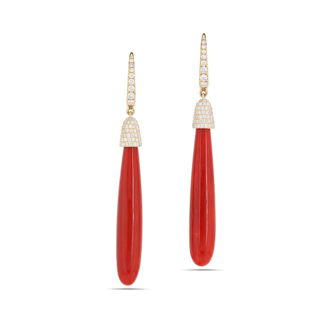 Coral and Diamond Earrings
