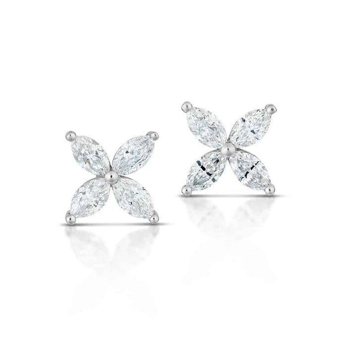 0.87 Carat Marquise Diamond Flower Earrings