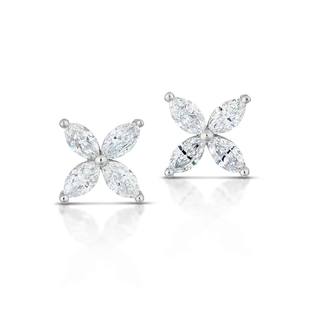 0.87 Carat Marquise Diamond Flower Earrings