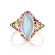 2.26 Carat Moonstone and Multicolored Sapphire Ring