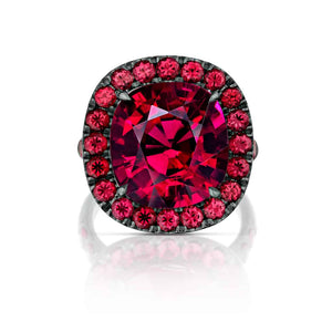 9.04 Carat Rubellite Tourmaline and Red Spinel Ring