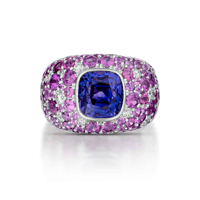 6.03 Carat Violet Sapphire and Purple Garnet Ring