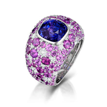 6.03 Carat Violet Sapphire and Purple Garnet Ring