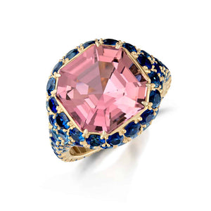 Pink Tourmaline and Blue Sapphire Ring