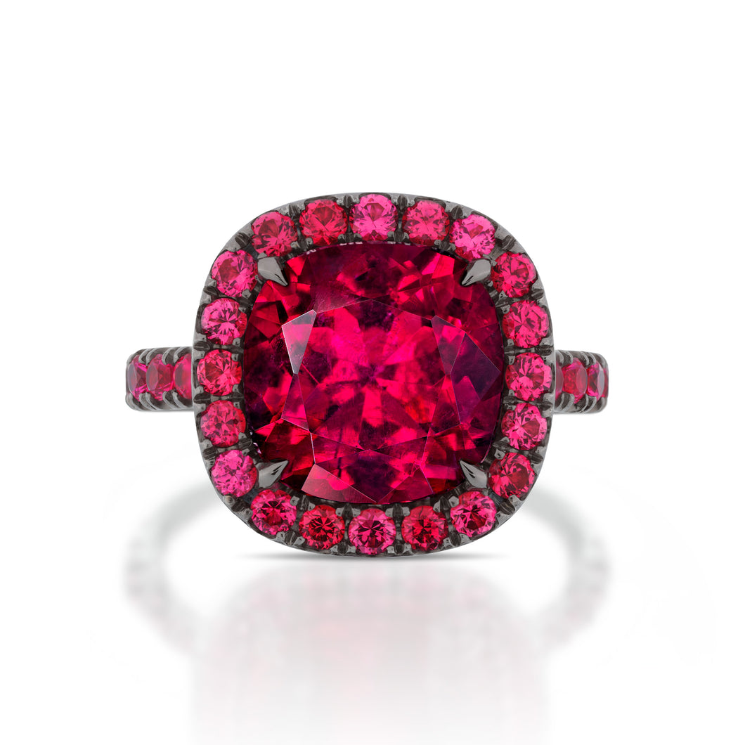 5.09 Carat Rubellite Tourmaline and Red Spinel Ring