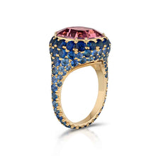 6.12 Carat Pink Tourmaline and Blue Sapphire Ring
