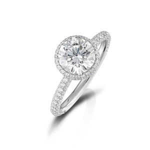 1.53 Carat Diamond Pavé Halo Engagement Ring
