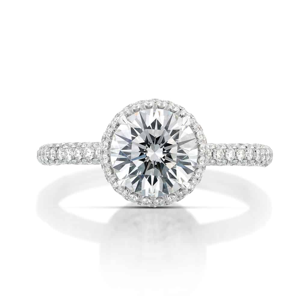1.53 Carat Diamond Pavé Halo Engagement Ring