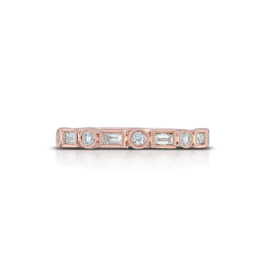 0.32 Carat Round and Baguette Diamond Band