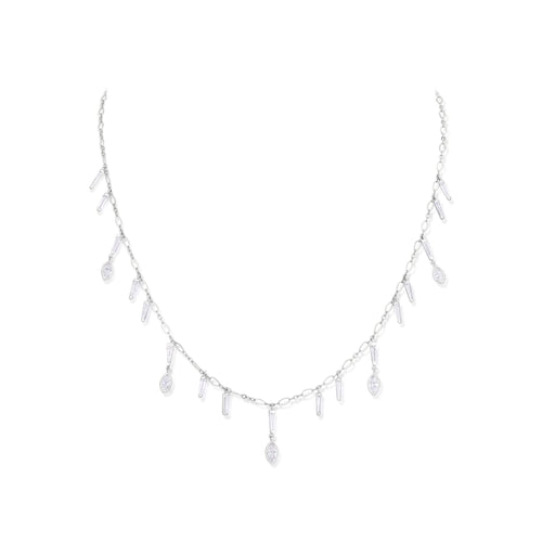 4.15 Carat Diamond and Platinum Drop Necklace