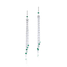 18KT White Gold Diamond and Emerald Tassel Earrings