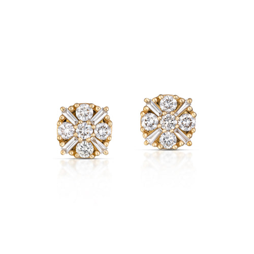 1.06 Carat Diamond Cluster Stud Earrings