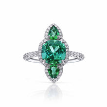 2.14 Carat Green Tourmaline and Diamond Ring