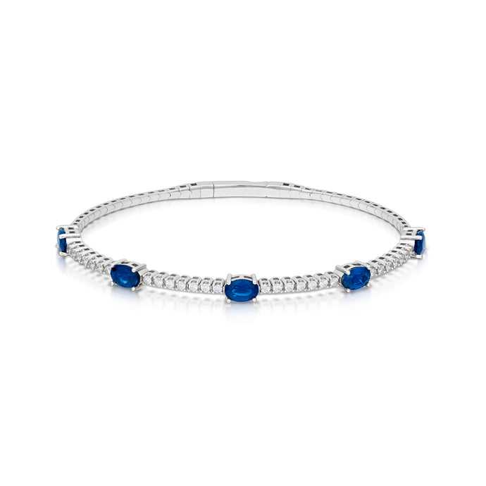 2.86 Carat Sapphire and Diamond Bangle Bracelet