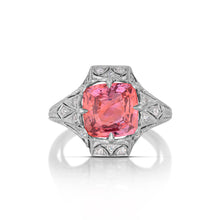 3.53ct Padparadscha Sapphire Edwardian Diamond Ring