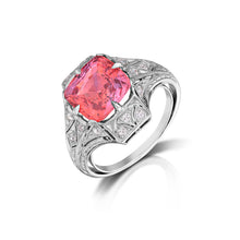 3.53ct Padparadscha Sapphire Edwardian Diamond Ring