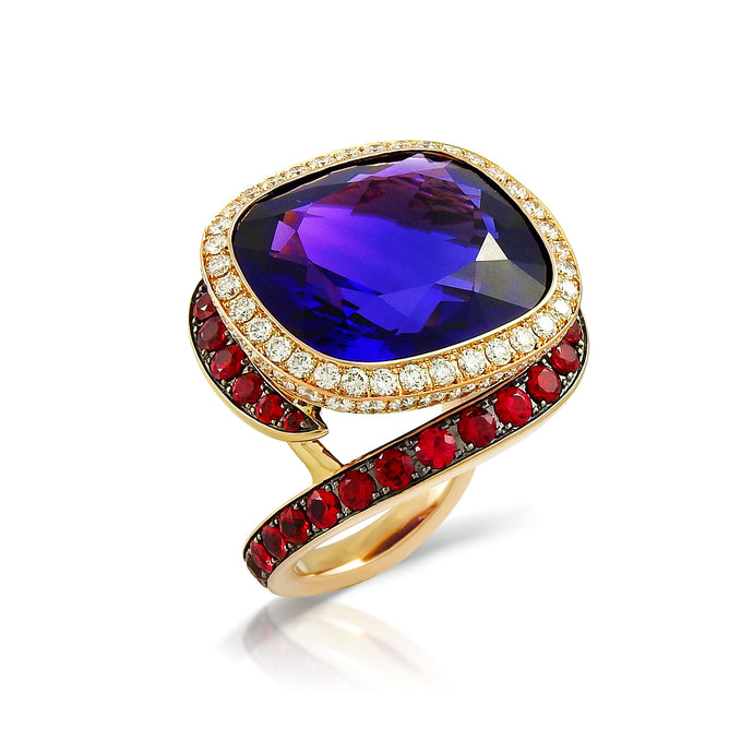 19.45 Carat Amethyst Spinel and Diamond Ring