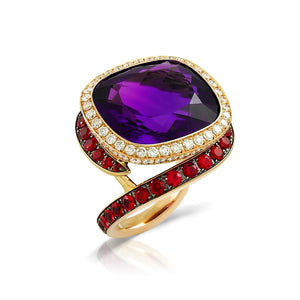 19.45 Carat Amethyst, Spinel, and Diamond Ring