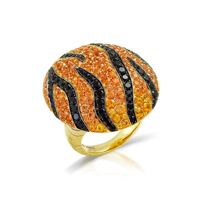 5.29 Carat Orange Sapphire and Black Spinel Ring