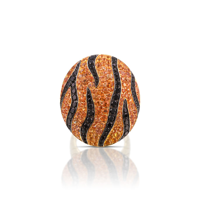 5.29 Carat Orange Sapphire and Black Spinel Ring