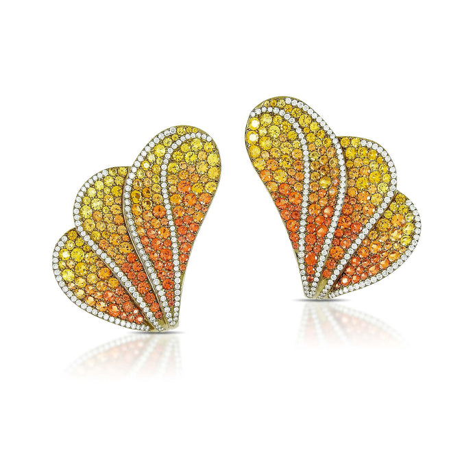 10.25 Carat Orange Sapphire Wing Earrings