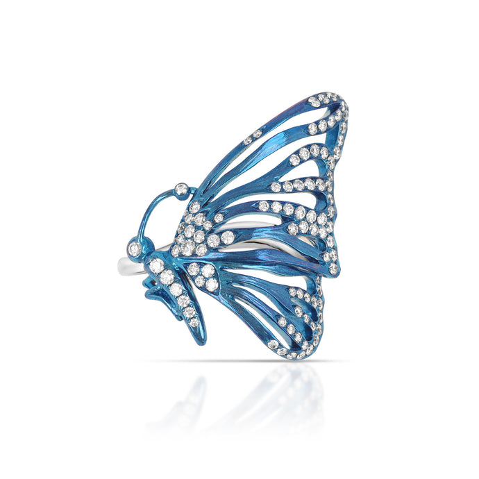 Titanium and Diamond Butterfly Ring