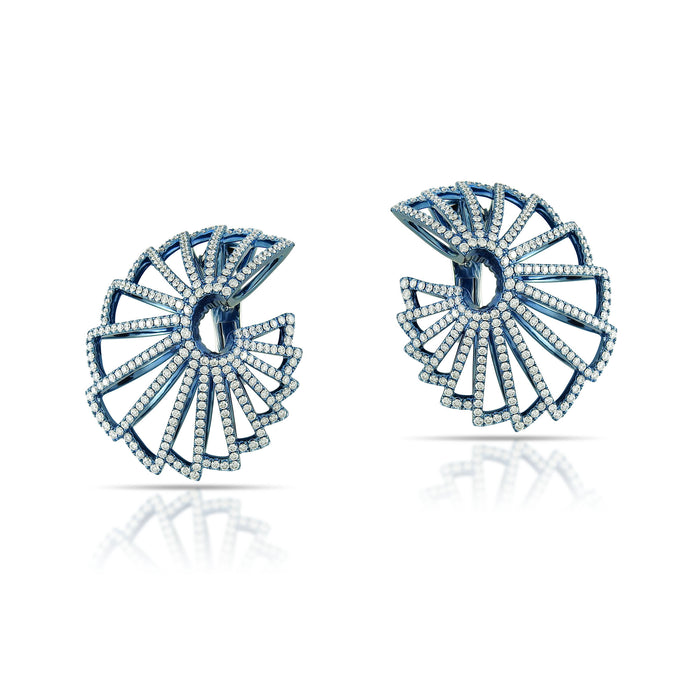 Titanium and Diamond Nautilus Earrings