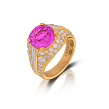 18K Yellow Gold and Diamond Ring 5.10ct Oval Pink Sapphire Bulgari Ring