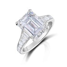 4.56 Carat Emerald Cut Diamond Engagement Ring