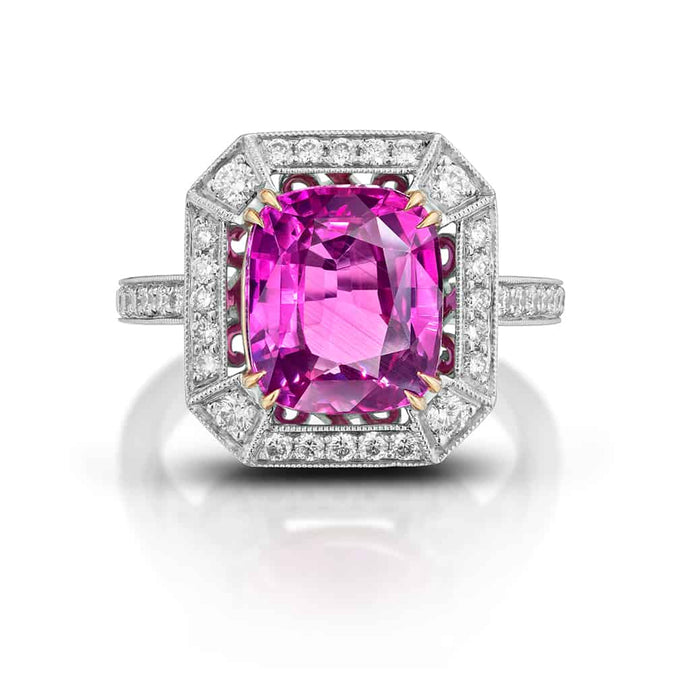 4.94 Carat Pink Sapphire and Diamond Ring