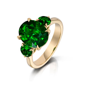 5.44 Carat Tsavorite Garnet Three Stone Ring